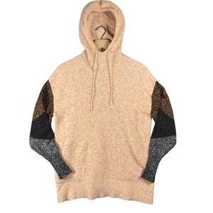 Malene Birger Pink Yellow Marled Knit Hoodie Made in Italy Size XS Wool Luxury